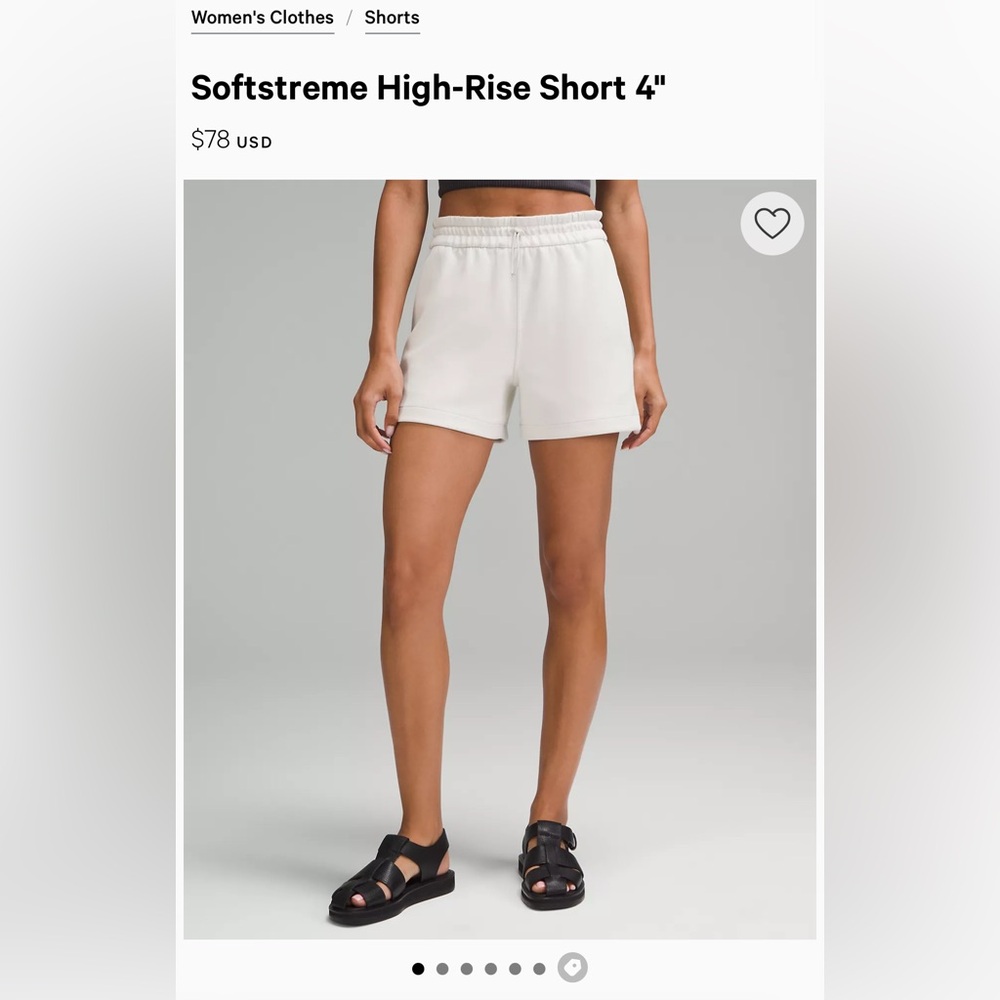 NWT Lululemon Softstreme High Rise Short 4”